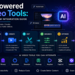 AI Powered Video Tools workflow integration guide showing AI video creation, script generation, automated editing, voiceovers, SEO optimization, and content distribution process for marketers and content creators in 2026.