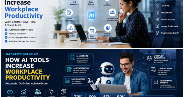 AI tools for workplace productivity helping professionals automate tasks, improve efficiency, enhance collaboration, analyze data, and boost business performance in 2026.