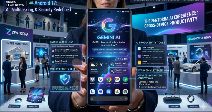 Android 17 featuring Gemini AI, smart multitasking, AI-powered productivity tools, and enhanced security features